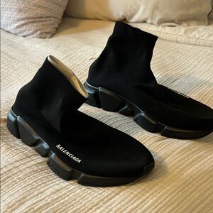 Balenciaga Black Knit High-Top Sneakers